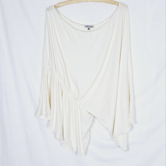 White Birch One Shoulder Sleeve Peplum Elastic Waist Ribbed Top Women's Size 1X - Picture 1 of 5